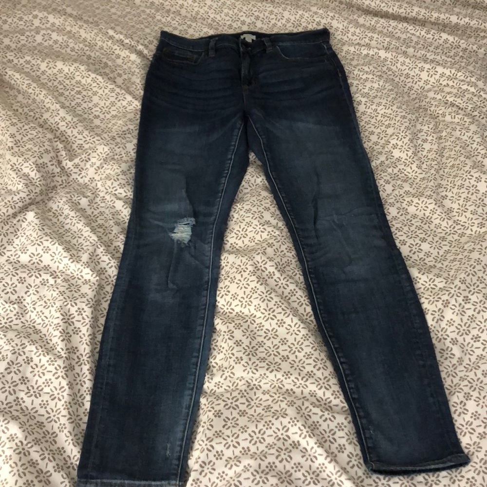 J Crew Factory dark wash high rise skinnies 29